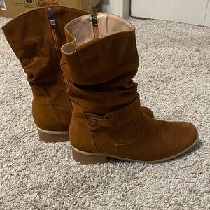 Women's Slouchy Suede Ankle Booties in Brown